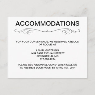 TYPOGRAPHY ACCOMMODATIONS/DIRECTIONS CARD
