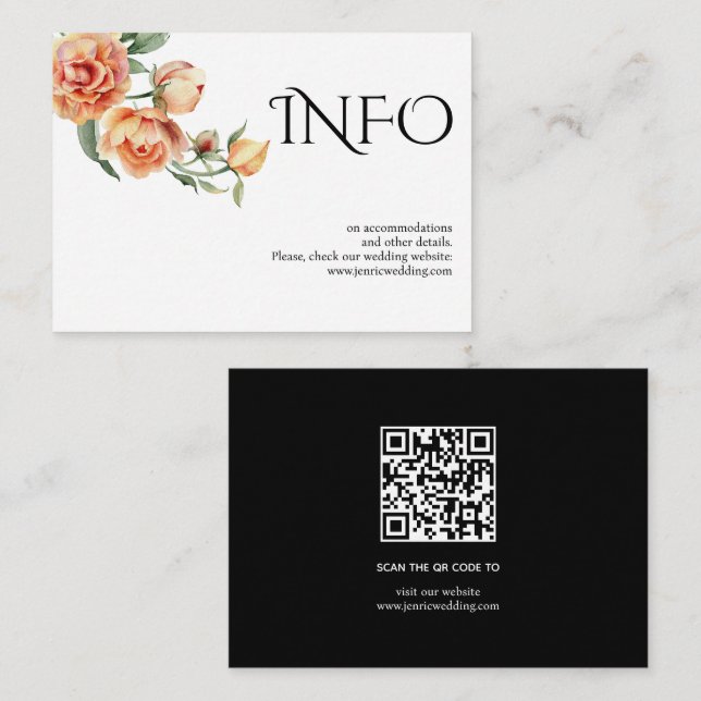 Typography and peach peony flowers details enclosure card (Front/Back)
