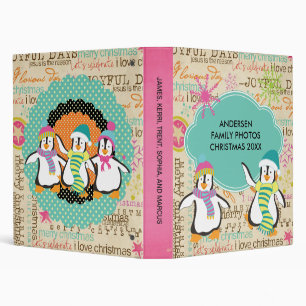 Typography and Penguins Holiday Custom Binder