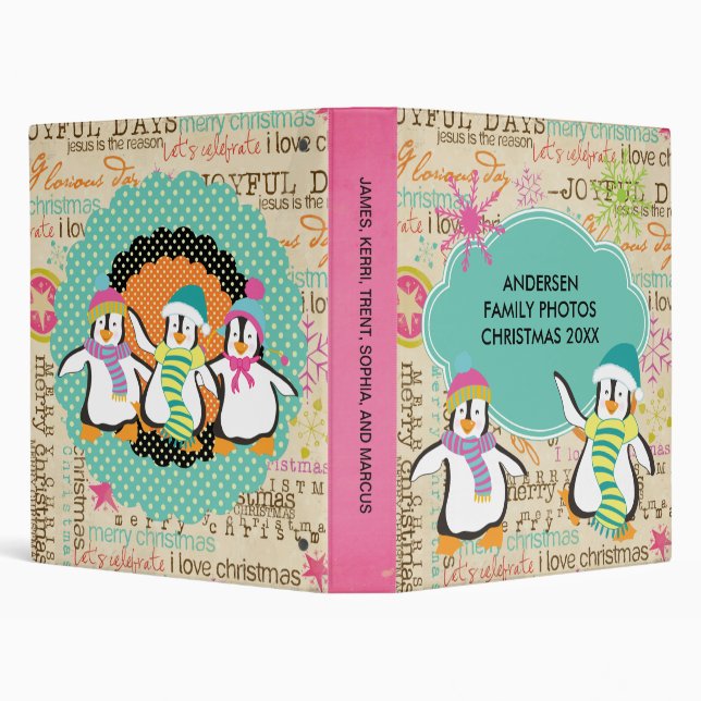 Typography and Penguins Holiday Custom Binder (Background)