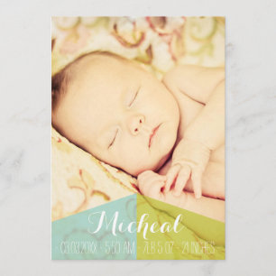 Typography Baby Boy Birth Announcement Photo Card