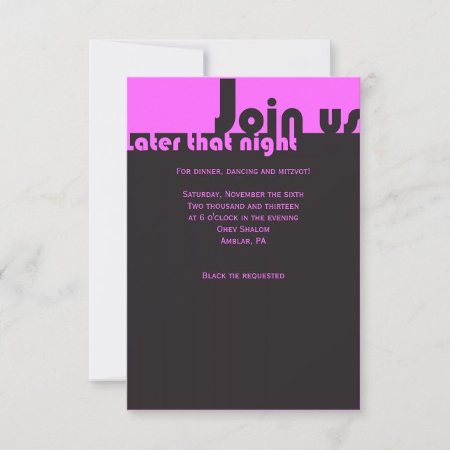 TYPOGRAPHY  Bar Bat Mitzvah Party Neon Invitation (Front)