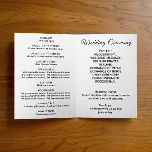 Typography-Based Black and White Wedding Program