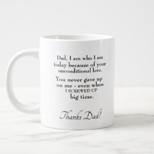 Typography Best Dad in the World Unconditional Lov Large Coffee Mug