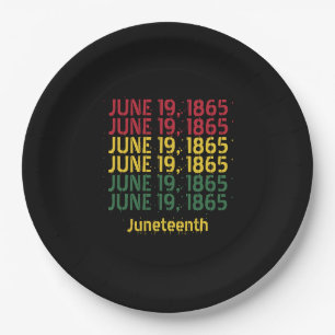 Typography Black History June 19 1865 Juneteenth Paper Plate
