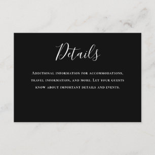 Typography Black Wedding Details Enclosure Card