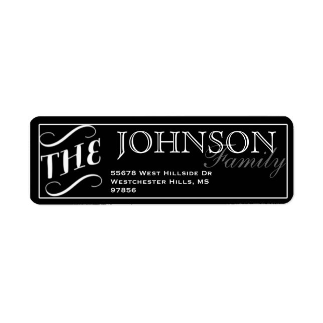 Typography Black & White Return Address Label (Front)