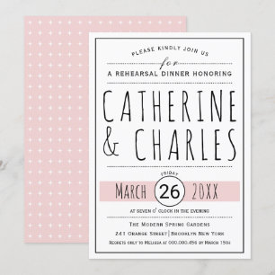 Typography blush pink wedding rehearsal dinner invitation