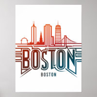 Typography Boston City Skyline