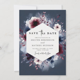 Typography Burgundy Wedding Save The Date