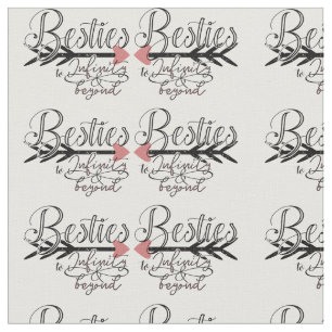 typography calligraphic pattern Best friends BFF Fabric