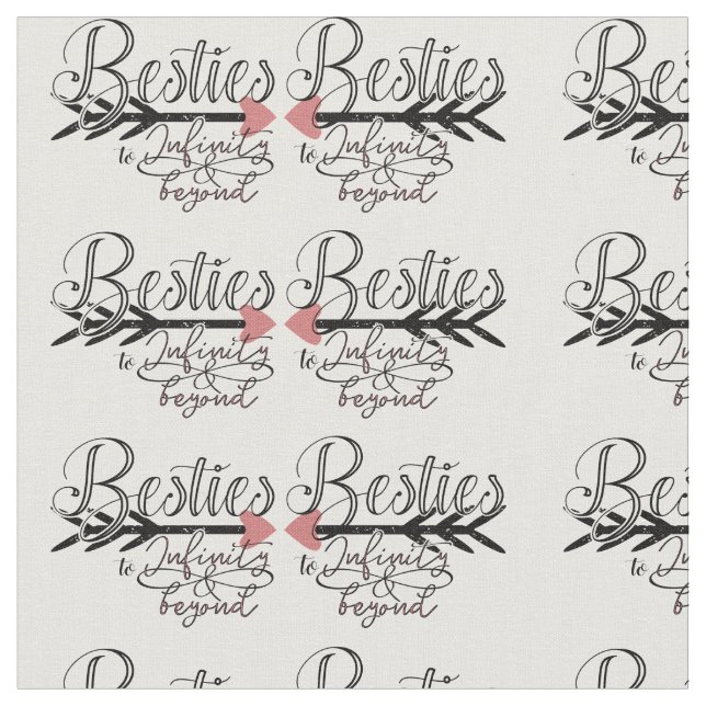 typography calligraphic pattern Best friends BFF Fabric (Close Up)