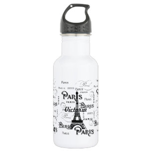 Typography Calligraphy Paris France Eiffel Tower 532 Ml Water Bottle