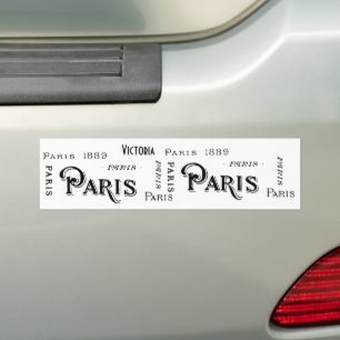Typography Calligraphy Paris France Eiffel Tower Bumper Sticker