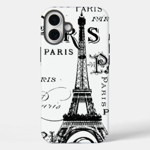 Typography Calligraphy Paris France Eiffel Tower iPhone 16 Plus Case