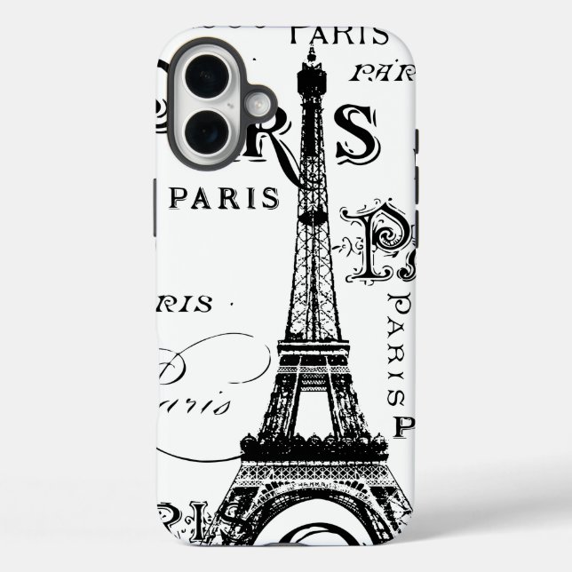Typography Calligraphy Paris France Eiffel Tower Case-Mate iPhone Case (Back)