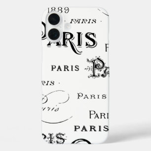 Typography Calligraphy Paris France Eiffel Tower iPhone 16 Plus Case