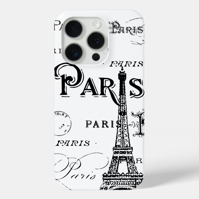 Typography Calligraphy Paris France Eiffel Tower Case-Mate iPhone Case (Back)