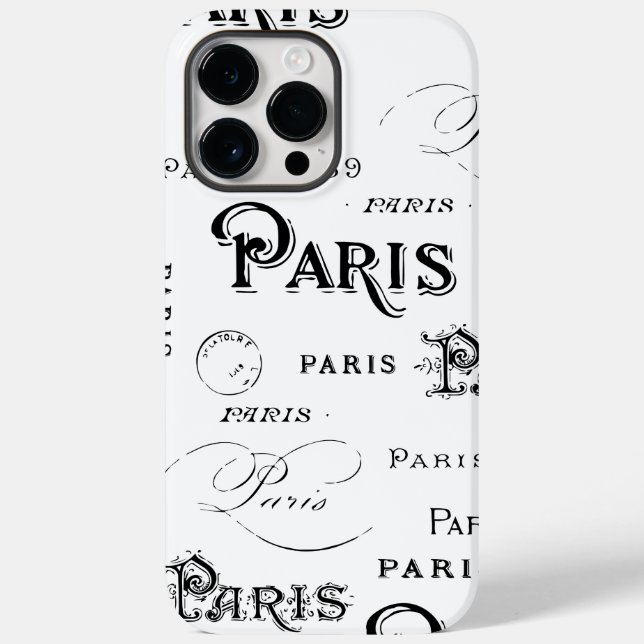 Typography Calligraphy Paris France Eiffel Tower Case-Mate iPhone Case (Back)