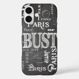 Typography Calligraphy Paris France Eiffel Tower iPhone 16 Case