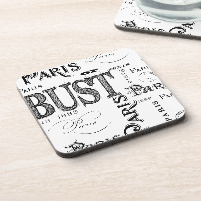 Typography Calligraphy Paris France Eiffel Tower Coaster (Left Side)