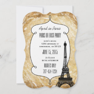 Typography Calligraphy Paris France Eiffel Tower Invitation