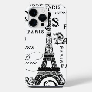 Typography Calligraphy Paris France Eiffel Tower iPhone 14 Pro Max Case
