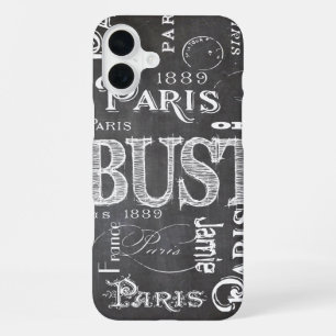 Typography Calligraphy Paris France Eiffel Tower iPhone 16 Plus Case
