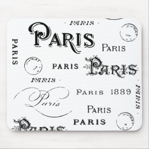 Typography Calligraphy Paris France Eiffel Tower Mouse Pad