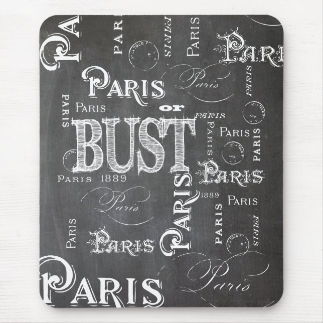 Typography Calligraphy Paris France Eiffel Tower Mouse Pad (Front)