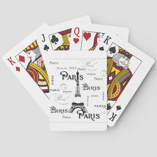 Typography Calligraphy Paris France Eiffel Tower Playing Cards (Back)