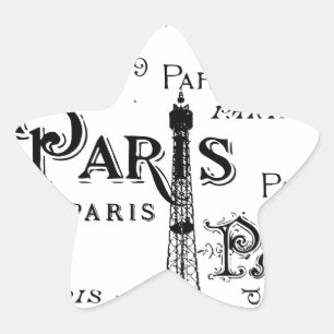 Typography Calligraphy Paris France Eiffel Tower Star Sticker