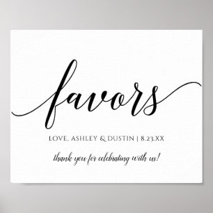 Typography Calligraphy Wedding Favours Sign  