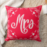 Typography Chalkboard Mrs Brides Pink or Any Colou Throw Pillow<br><div class="desc">Chalkboard Vintage Modern Mr. and Mrs. Chalkboard Wedding Pillows.You can Personalize this Beautiful Elegant Vintage Elements Coral, Blue, Grey and White Vintage Bird Pillow to say anything you like or use the existing Mrs.for the Bride/ Wife or buy two one Mrs. and one Mr. for the Newlyweds. Looking for 2nd...</div>
