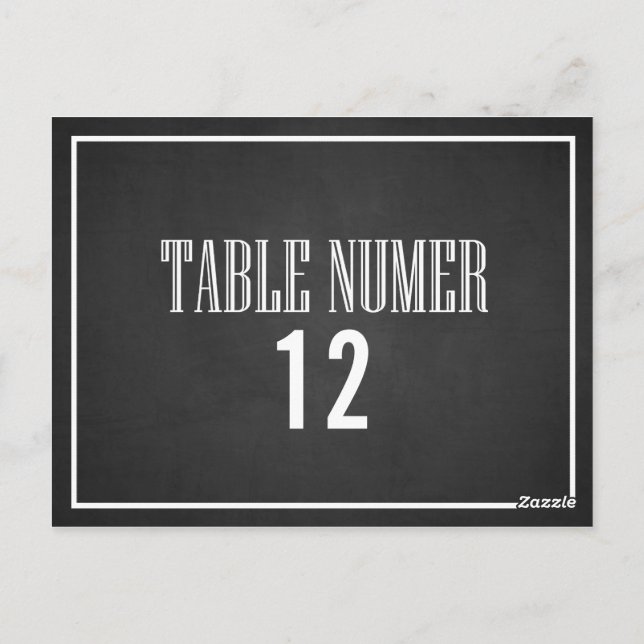 TYPOGRAPHY CHALKBOARD TABLE NUMBER POSTCARD (Back)