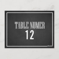 TYPOGRAPHY CHALKBOARD TABLE NUMBER POSTCARD