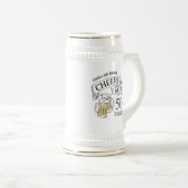 Typography Cheers And Beers Any Age Birthday Beer Stein (Front Right)