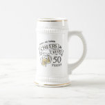 Typography Cheers And Beers Any Age Birthday Beer Stein<br><div class="desc">Stylish cheers and beers to 50 years typography design in black,  yellow and white,  custom it with your own text,  fun and unique,  great for any age adult birthday party for men,  or anniversary party for any occasion.</div>