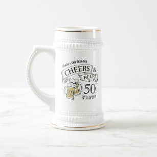 Typography Cheers And Beers Any Age Birthday Beer Stein