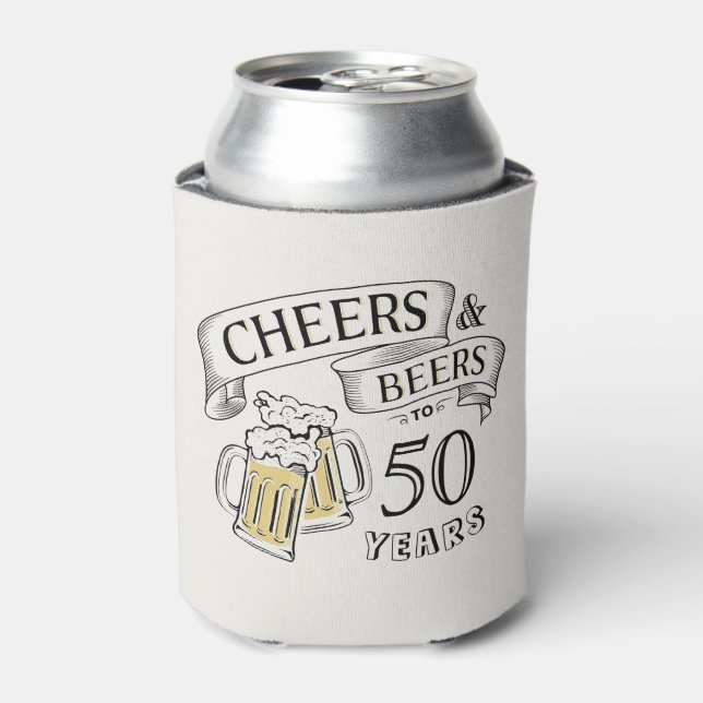 Typography Cheers And Beers Any Age Birthday Can Cooler (Can Front)