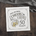 Typography Cheers And Beers Any Age Birthday Napkin<br><div class="desc">Stylish cheers and beers to 50 years typography design in black,  yellow and white,  custom it with your own text,  fun and unique,  great for any age adult birthday party for men,  or anniversary party for any occasion.</div>