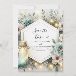 Typography Chic Mason Jar Wedding  Save The Date