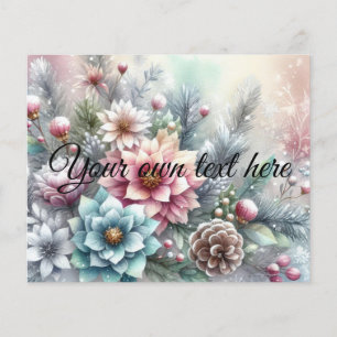 Typography Christmas floral pastel watercolor