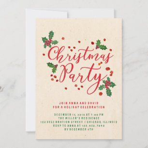 Typography Christmas Party Invitation