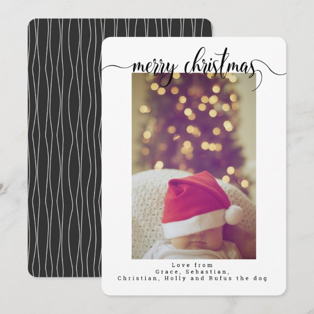 Typography Christmas Photo Personalized Card (Front/Back)