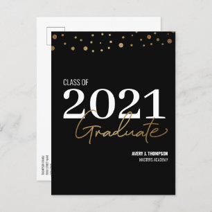 Typography Class of 2021 Graduate Personalized Announcement Postcard