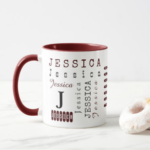 Typography Custom Repeating Name & Monogram Mug