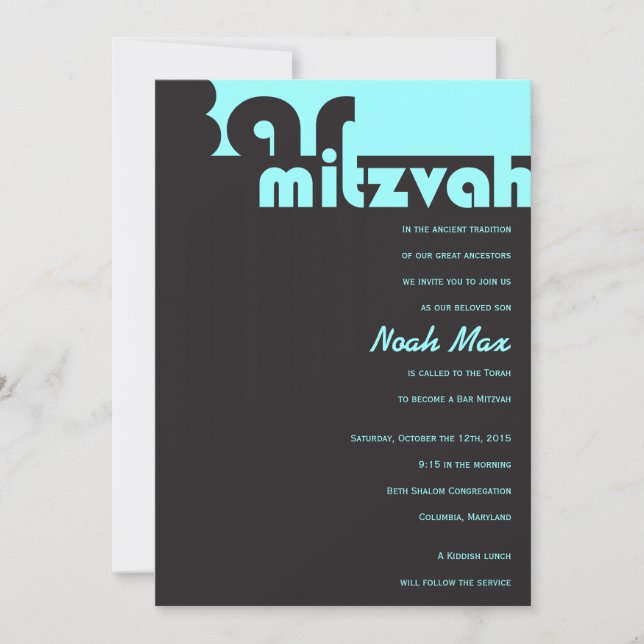 TYPOGRAPHY Customizable Bar Mitzvah Invitation (Front)