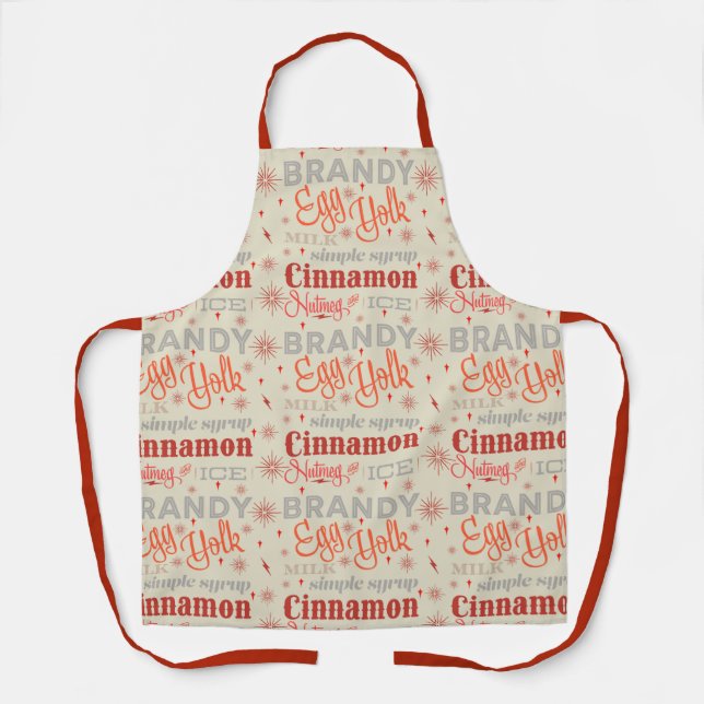 Typography Eggnog Recipe Apron (Front)