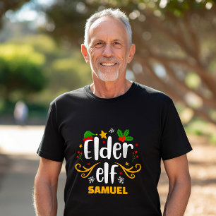 Typography Elder Elf Fun Family Matching T-Shirt